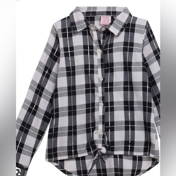 🛍️Real Love Girls Plaid Button Down long sleeve flannel shirt Size:10/12 &14/16 - Picture 7 of 10